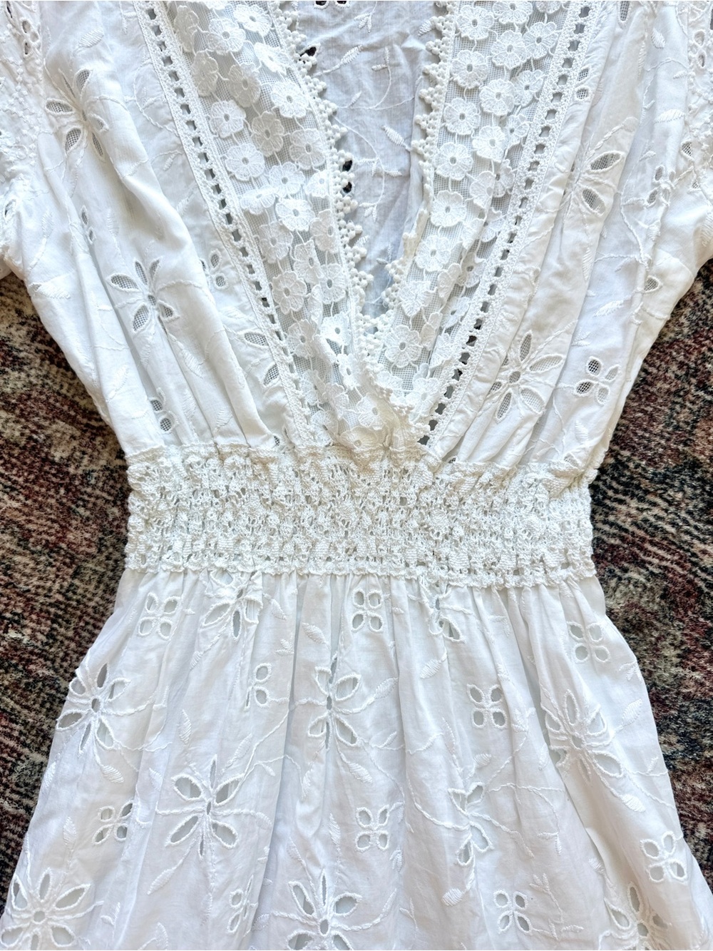NWT Temptations Positano White Eyelet Maxi Dress Medium Resortwear Designer - Picture 3 of 7